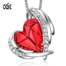 Load image into Gallery viewer, CDE Women Gold Necklace Pendant Embellished with Crystals from Swarovski Heart Necklace Angel Wing Rose Gold Jewelry Mom Gift
