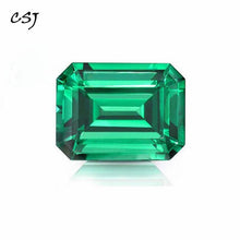 Load image into Gallery viewer, CSJ Created Emerald Loose Gemstone Emerald Cut Nano Emerald For Silver Mounting Rings Diy Jewelry  Fine Cutting
