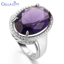 Load image into Gallery viewer, Cellacity Classic Silver 925 Jewelry Amethyst Silver Rings For Women With Oval Shaped Gemstones Engagement Female Gift Wholesale
