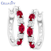 Load image into Gallery viewer, Cellacity Delicate Round Silver 925 Jewelry Gemstones Earrings for Women Oval shaped Ruby Ear drops Dating Female Gift Wholesale
