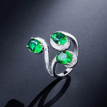 Load image into Gallery viewer, Cellacity Flower Silver 925 Jewelry Oval shaped Gemstones Ring for Women Emerald Sapphire Citrine Geometry Opening adjustable

