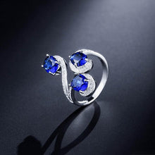 Load image into Gallery viewer, Cellacity Flower Silver 925 Jewelry Oval shaped Gemstones Ring for Women Emerald Sapphire Citrine Geometry Opening adjustable
