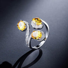 Load image into Gallery viewer, Cellacity Flower Silver 925 Jewelry Oval shaped Gemstones Ring for Women Emerald Sapphire Citrine Geometry Opening adjustable
