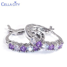 Load image into Gallery viewer, Cellacity Four Colors Choices Earrings for Women Silver 925 Jewelry with Gemstones Sapphire Emerald Amethyst Ruby Ear drops Gift
