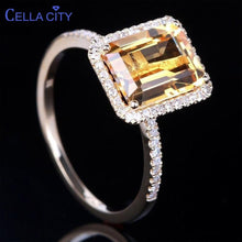 Load image into Gallery viewer, Cellacity Luxury Silver 925 Jewelry with Square Citrine gemstone zircon Rings for Women Female Anniversary party gift wholesale

