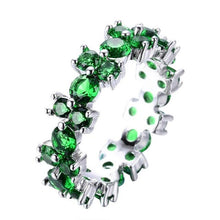 Load image into Gallery viewer, Cellacity Trendy Ring for Women Silver 925 Jewelry 9 Colors Round Gemstones Ruby Aquamarine Emerald Amethyst Sapphire Crystal
