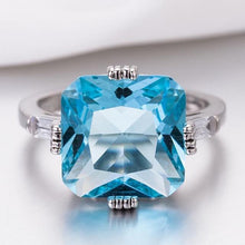 Load image into Gallery viewer, Cellacity classic 925 silver ring for women with square light blue topaz Lady charm jewelry Anniversary Gifts wholesale
