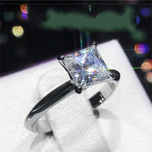 Load image into Gallery viewer, Classic Luxury Real Solid 925 Sterling Silver Ring 2Ct Princess-cut SONA Diamond Wedding Jewelry Rings Engagement For Women

