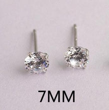Load image into Gallery viewer, Crystal Real 925 Sterling Silver Earring Channel Cubic Zirconia Silver Stud Earring for Women Sterling Silver fine Jewelry
