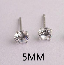 Load image into Gallery viewer, Crystal Real 925 Sterling Silver Earring Channel Cubic Zirconia Silver Stud Earring for Women Sterling Silver fine Jewelry
