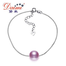 Load image into Gallery viewer, DAIMI  Silver Pearl Bracelet 7-7.5mm Round Freshwater Pearl Bracelet White/Pink/Purple Bracelet High Quality Brand Jewelry
