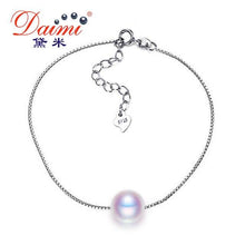 Load image into Gallery viewer, DAIMI  Silver Pearl Bracelet 7-7.5mm Round Freshwater Pearl Bracelet White/Pink/Purple Bracelet High Quality Brand Jewelry
