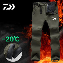 Load image into Gallery viewer, DAIWA Fishing Waterproof Pants Men Sport Winter Thick Warm Fleece Fishing Trousers Male Windbreaker Sweatpants DAWA Clothing
