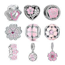Load image into Gallery viewer, DALARAN Pink Flowers Series DIY Charms 925 Sterling Silver Beads Charm Fit Original Pandora Bracelets For Women Jewelry Making
