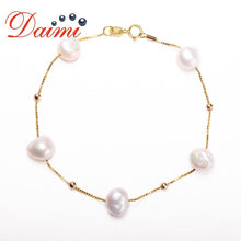 Load image into Gallery viewer, DMBFP162 8-9mm Pearl Bracelet 925 Sterling Silver Bracelet Floating Pearl Ball Chain Bracelet For Gift
