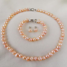 Load image into Gallery viewer, DMSFP100 Baroque Pearl Jewelry Sets Silver 925 Jewelry Pearl Sets Necklace/Bracelet/Earrings For Women
