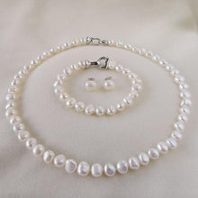 Load image into Gallery viewer, DMSFP100 Baroque Pearl Jewelry Sets Silver 925 Jewelry Pearl Sets Necklace/Bracelet/Earrings For Women
