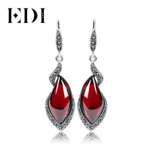 Load image into Gallery viewer, EDI Vintage Gemstone Thai 925 Silver Garnet Wedding Drop Earring 925 Sterling Silver Statement Earrings Women Jewelry
