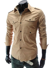 Load image into Gallery viewer, Fashion Brand Men Multi-pocket And Badges Shirt  Business ShirtsLong-Sleeves Summer Casual Shirts 5017
