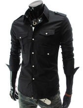 Load image into Gallery viewer, Fashion Brand Men Multi-pocket And Badges Shirt  Business ShirtsLong-Sleeves Summer Casual Shirts 5017
