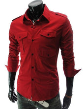Load image into Gallery viewer, Fashion Brand Men Multi-pocket And Badges Shirt  Business ShirtsLong-Sleeves Summer Casual Shirts 5017
