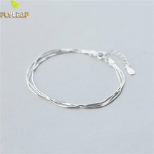 Load image into Gallery viewer, Flyleaf Simple Multi-layer Snake Chain Real 925 Sterling Silver Bracelets For Women Fashion Fine Jewelry Bracelets &amp; Bangles
