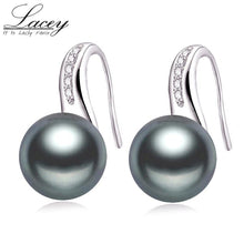 Load image into Gallery viewer, Freshwater Real Pearl Earrings For Women,925 Silver Pearl Earrings Jewelry Wedding Gift,Natural Black Pearl Stud Earrings Girls
