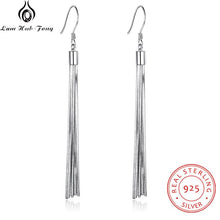 Load image into Gallery viewer, Genuine 925 Sterling Silver Tassel Dangle Earrings Women Metallic Long Earrings Party Jewelry Gift for Friends (Lam Hub Fong)
