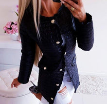 Load image into Gallery viewer, Winter Women Warm Button-down Cotton jacket Coats Basic Jackets Female Pockets Ruffle Slim Fit Black short Jackets D30

