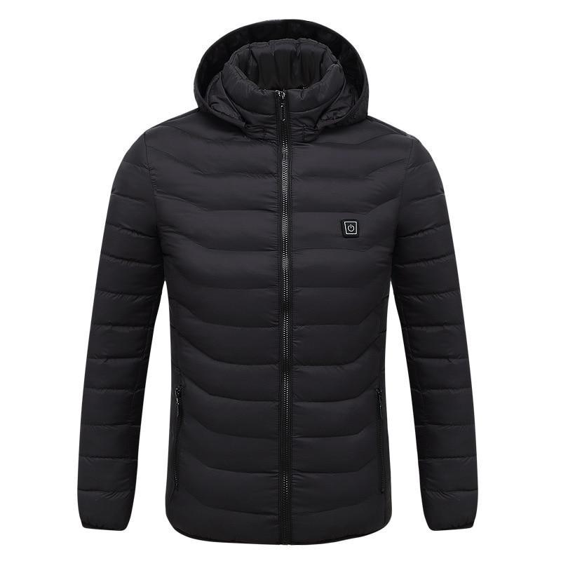 2019 NEW Mens Heated Jackets Outdoor Coat USB Electric Battery Long Sleeves Heating Hooded Jackets Warm Winter Thermal Clothing