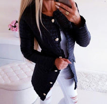 Load image into Gallery viewer, Winter Women Warm Button-down Cotton jacket Coats Basic Jackets Female Pockets Ruffle Slim Fit Black short Jackets D30

