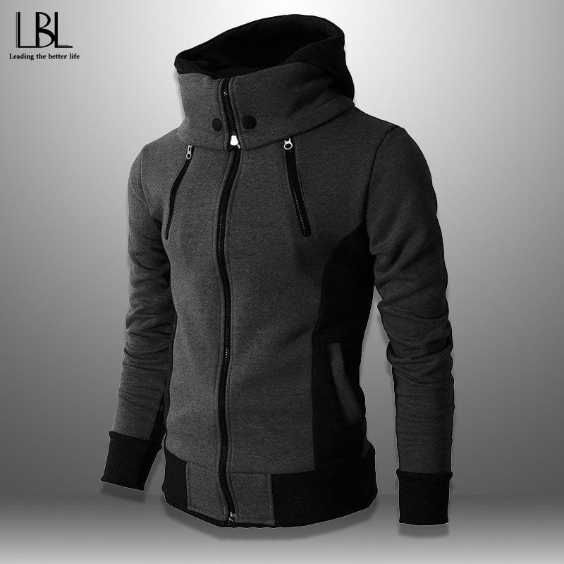 2020 Mens Hoodies Streetwear Fleece Turtleneck Sweatshirts Men Outwear Zipper Hooded Hoodie Male Hip Hop Casual Men's Clothing