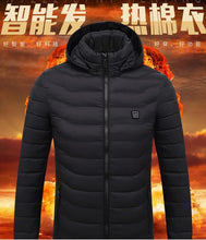 Load image into Gallery viewer, 2019 NEW Mens Heated Jackets Outdoor Coat USB Electric Battery Long Sleeves Heating Hooded Jackets Warm Winter Thermal Clothing
