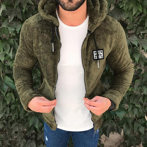 2019 Winter Mens Hoodies Jacket Fashion Casual Zipper Loose Double-Sided Plush Hooded Jackets Men Sweatshirt Sudadera Hombre