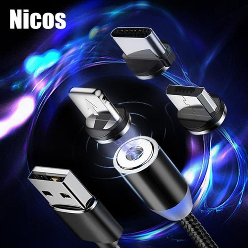 2M Magnetic Charge USB Fast Cable For iphone Samsung Huawei Xiaomi Type C Charging USB Magnet Micro USB Cable Mobile Phone Wire