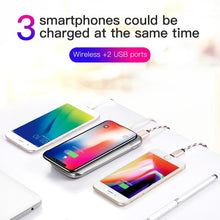 Load image into Gallery viewer, 30000mah Power Bank External Battery Bank Built-in Wireless Charger Powerbank Portable QI Wireless Charger for iPhone 8 Samsung
