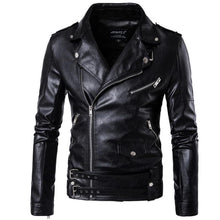 Load image into Gallery viewer, 2019 New design Motorcycle Bomber Leather Jacket Men Autumn Turn-down Collar Slim fit Male Leather Jacket Coats Plus Size M-5XL
