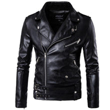 Load image into Gallery viewer, 2019 New design Motorcycle Bomber Leather Jacket Men Autumn Turn-down Collar Slim fit Male Leather Jacket Coats Plus Size M-5XL
