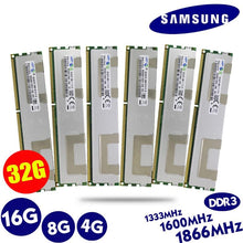 Load image into Gallery viewer, Samsung Server memory 4GB 8GB 16GB DDR3 PC3 1066Mhz 1333Mhz 1600Mhz 1866Mhz 8G 16G 10600R 12800R 14900R ECC REG 1866 1600 RAM
