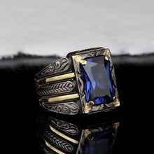 Load image into Gallery viewer, Handmade Mens Silver Tanzanite Ring, Man 925 Silver Ring, TurquazJewelryArt Silver Handmade Rectangular Tanzanite Ring
