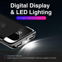 Load image into Gallery viewer, 30000mah Power Bank External Battery Bank Built-in Wireless Charger Powerbank Portable QI Wireless Charger for iPhone 8 Samsung
