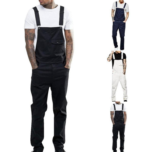 2019 New Men Denim Carpenter Overalls Full Length Casual Pants Loose Pants Bib Pants Men's Fashion Hip Hop Jumpsuit Bib Pants