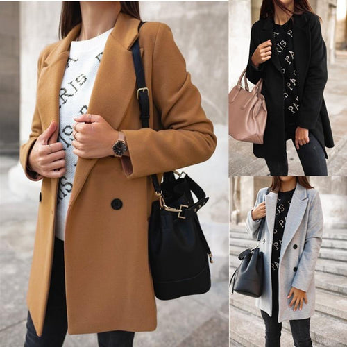 2019 Blends Woolens Overcoat Female Coat Autumn Winter Coats Women Jackets  Plus Size Coat Women's Wool Coats Camel Coat
