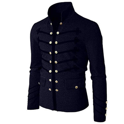 2020 Vintage Solid Men Gothic Jacket Steampunk Tunic Rock Frock Uniform Male Vintage Punk  Metal Military Coat Outwear