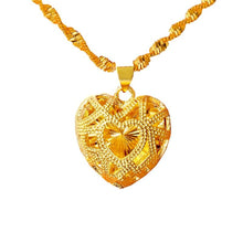 Load image into Gallery viewer, Heart Shape Pendant Necklace for Women Fashion Design 24K Dubai Gold Jewelry Wedding Anniversary Commemorate Jewelry
