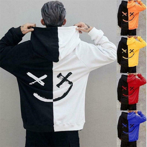 2019 New 8colors Men Hoodies Sweatshirts Smile Print Headwear Hoodie Hip Hop Streetwear Clothing Tops Plus Size 3XL