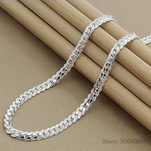 Load image into Gallery viewer, High Quality 6MM 50cm Full Sideways Necklace Women Men 925 Sterling Silver Fine Jewelry Link Chain Necklace
