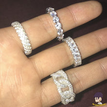 Load image into Gallery viewer, Hip Hop Jewelry Sparkling 925 Sterling Silver Rings For Women Men Luxury Hollow out Chain Pave SONA Diamond Ring set finger

