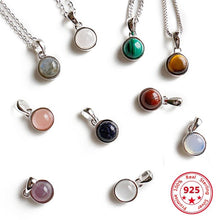 Load image into Gallery viewer, Hot Sale 100% 925 Sterling Silver Customizable Natural Malachite Labradorite Crystal Agate Opal Tigereye Gem Pendants Jewelry
