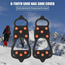Load image into Gallery viewer, Hot Sale Fishing Lock Buckle Easy to Carry 8 Studs Ice Snow Shoe Spiked Grips Cleat Crampons Climbing Anti Slip Shoes Cover
